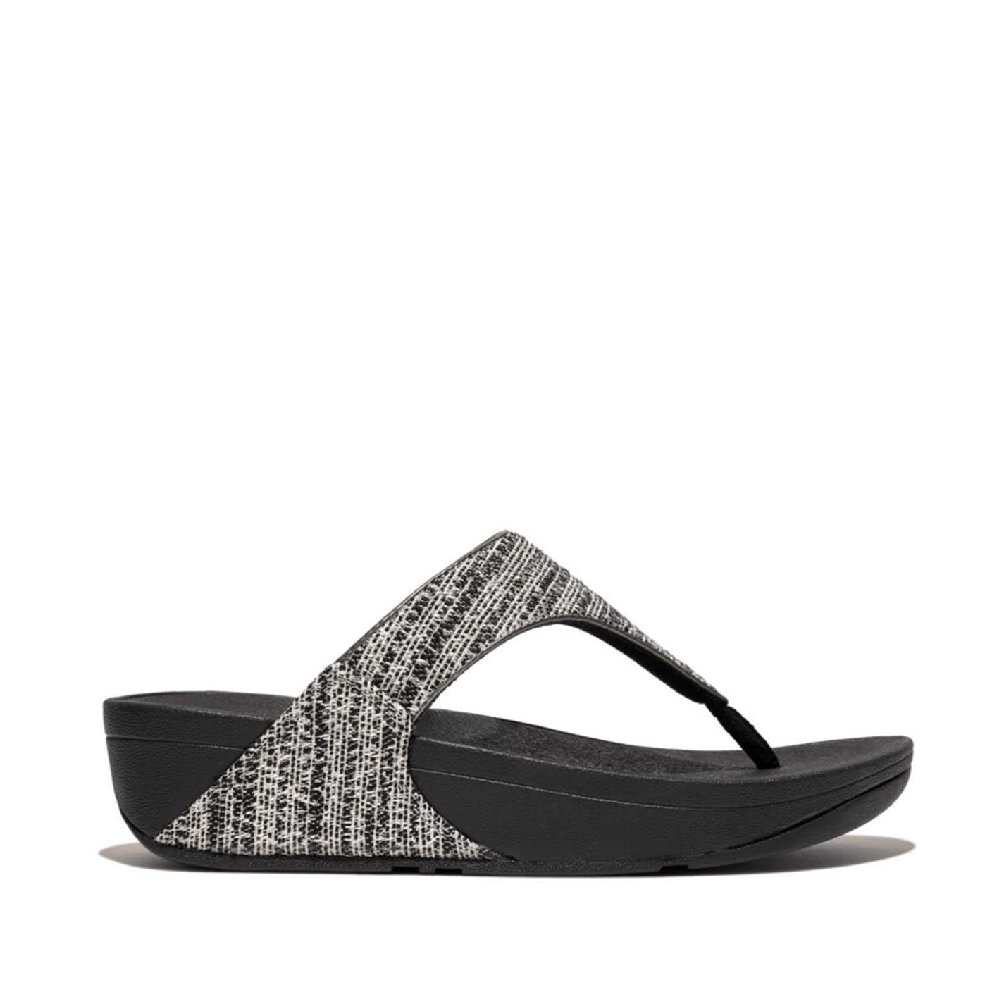 Sandalen FitFlop Lulu Shimmerweave Toe-Post Damen Stone Beige Mix