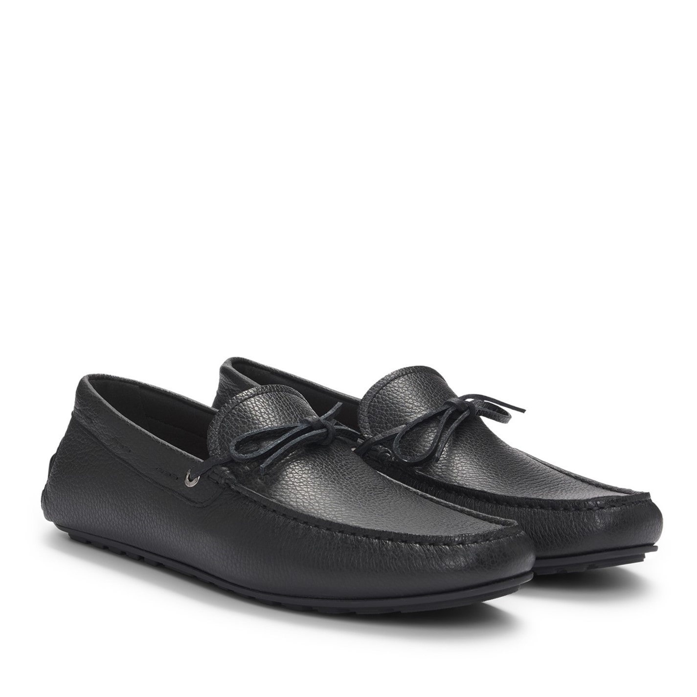 BOSS Mens Black Geometric Comfort Glam Round Toe Slip On Loafers Shoes main image 0