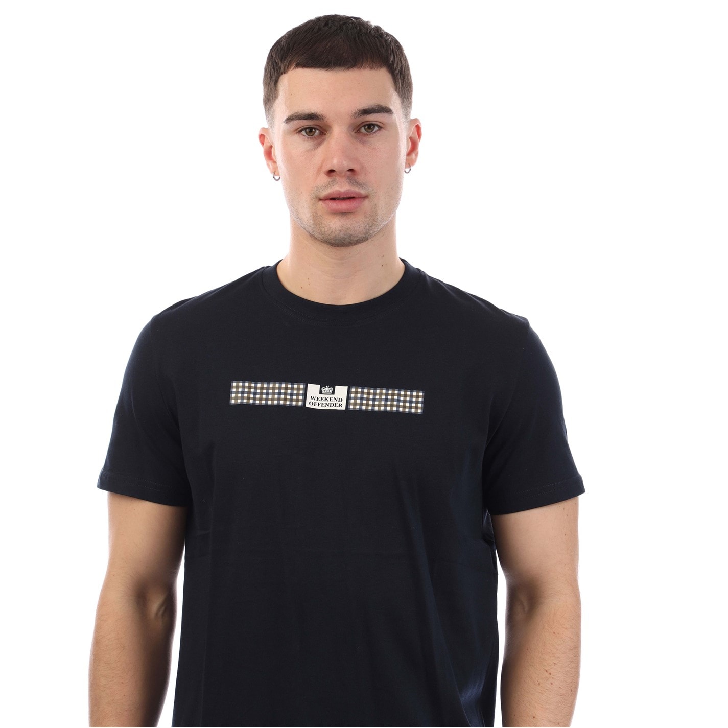 Weekend Offender | Shareck Check T-Shirt | Navy | SportsDirect.com