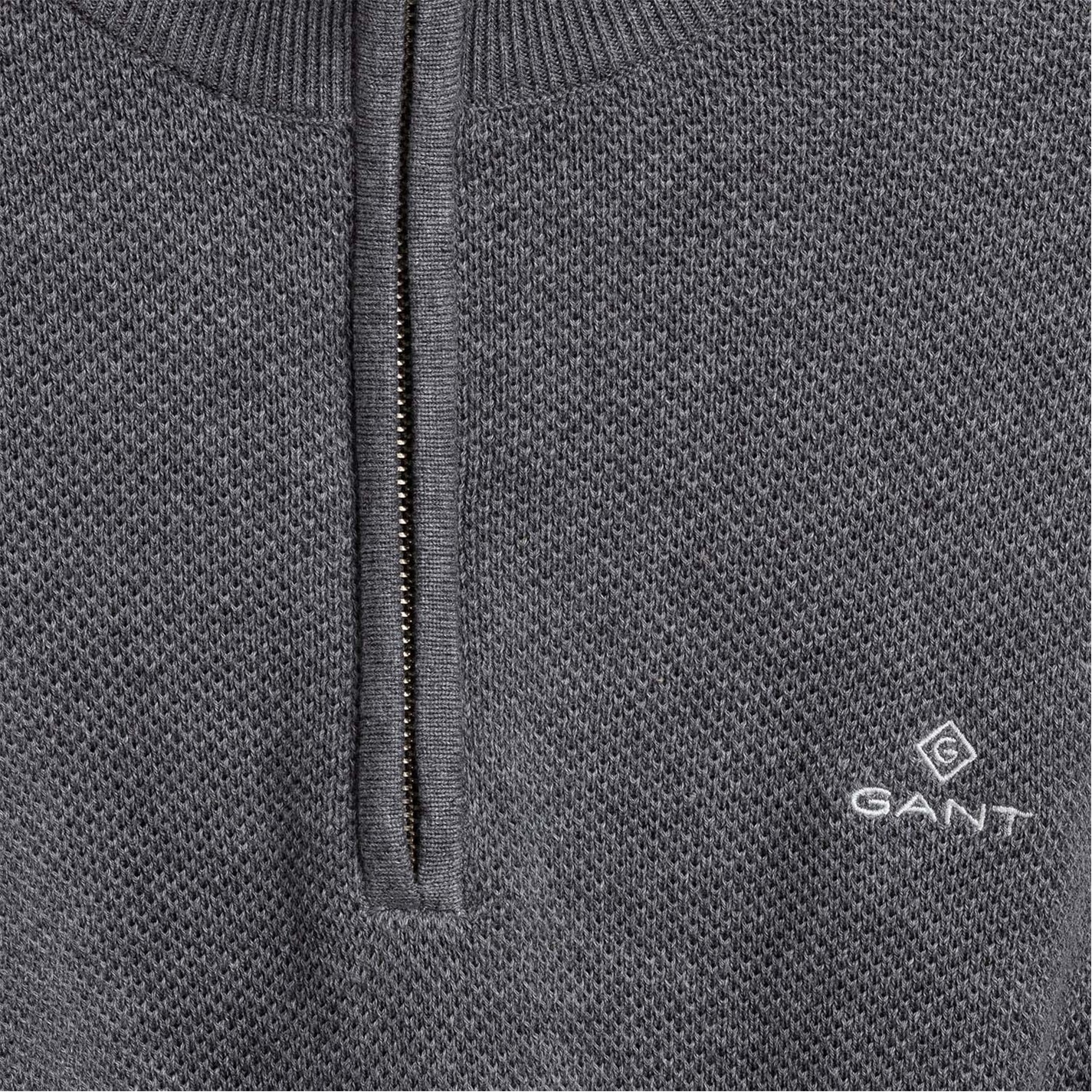 Gant Men's Classic Half Zip Sweater In Burgundy Size MEDIUM