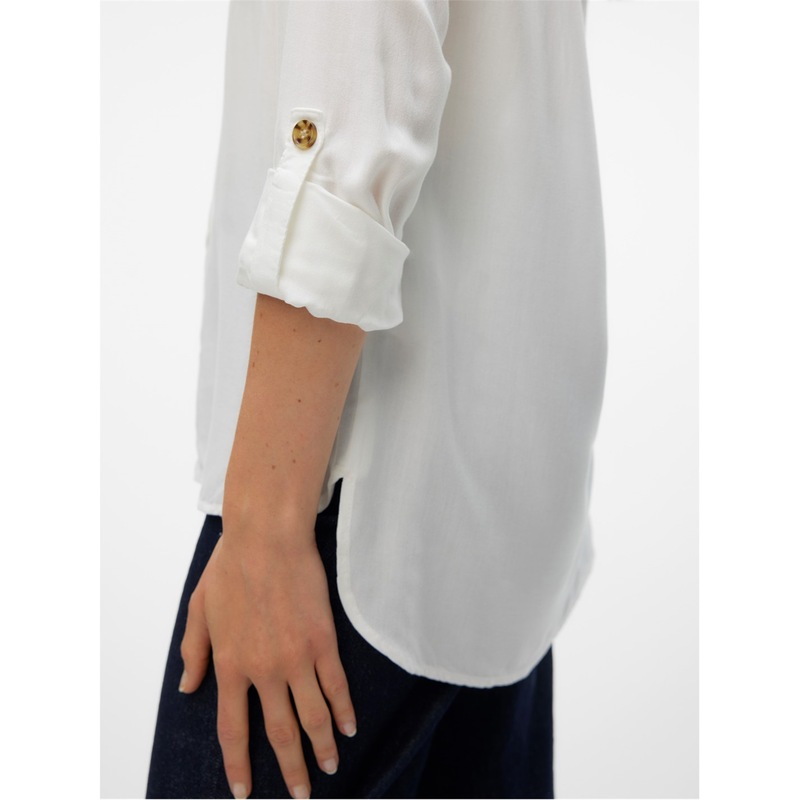 VERO MODA Maglietta Donna Maniche Lunghe – Girocollo Henley, Cotone Elastico, Regular Fit, Modello VMNATASHA