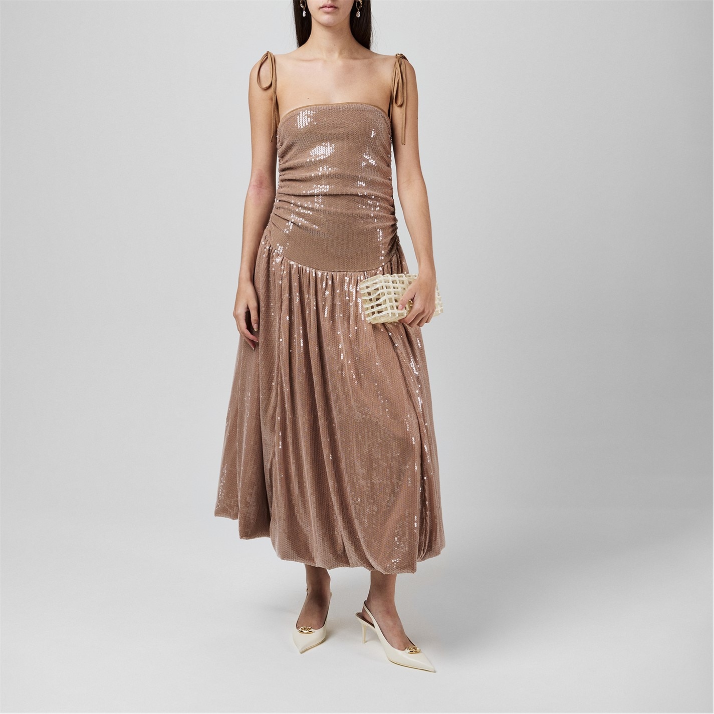 AmyLynn | Women's Alexa Sequin Peplum Dress | Champagne | SportsDirect.com