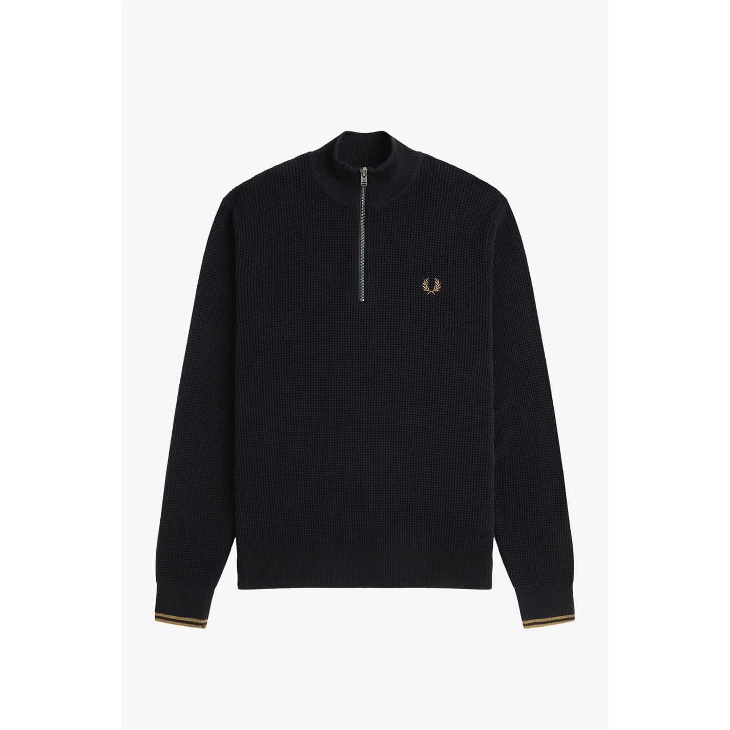 Fred Perry | Waffle Stitch Half Zip Jumper | Black 102