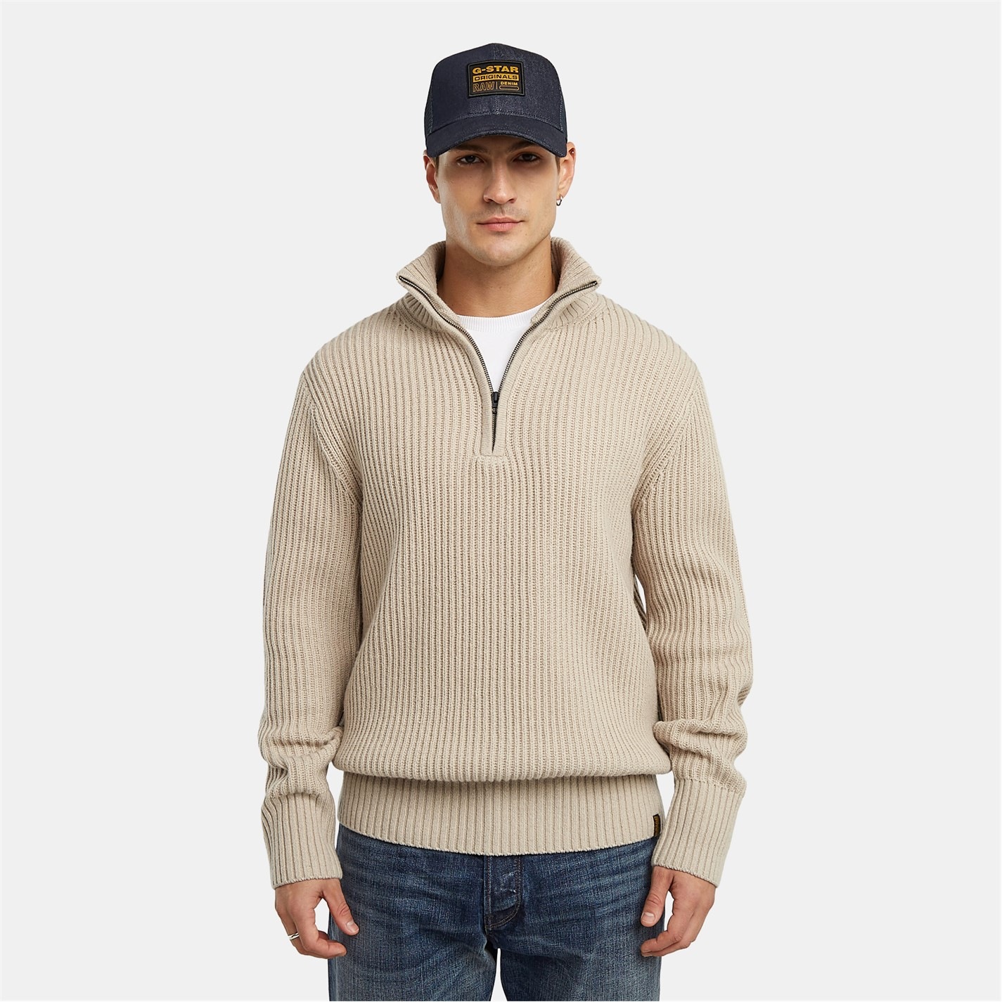 G Star Men's Chunky Quarter Zip Knitted Top | SportsDirect.com USA