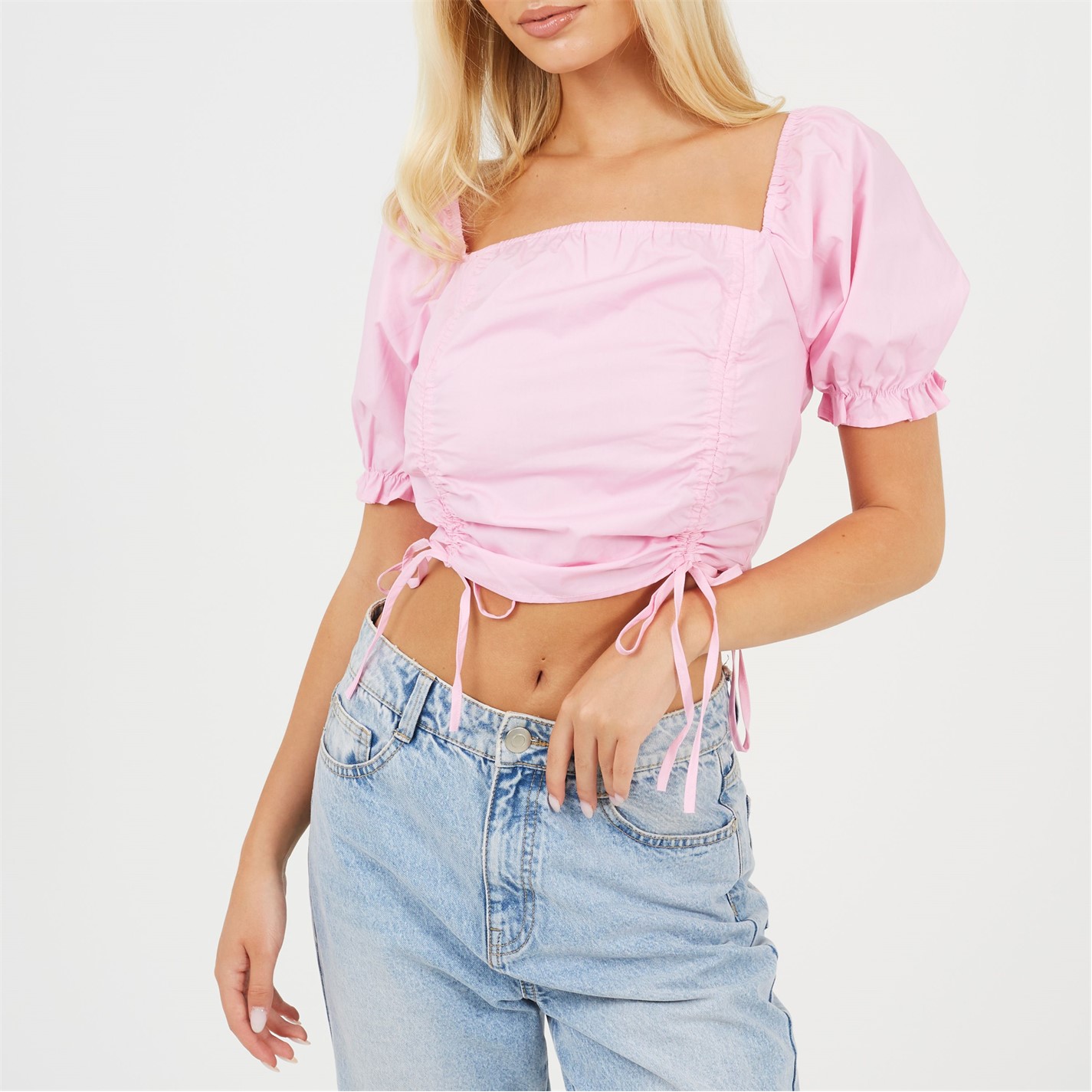 MONOMEE LILIBET PINK PUFF SLEEVE TOP WITH SLIP
