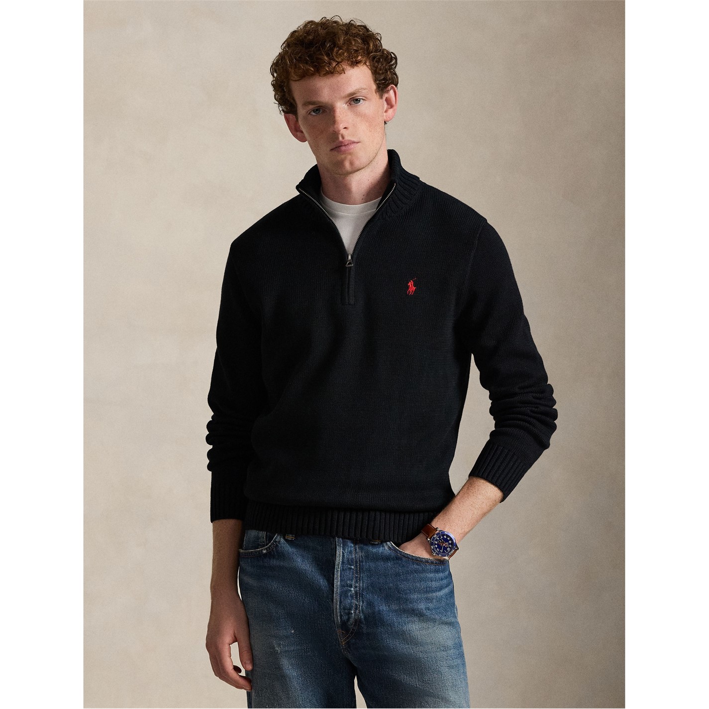 Polo Ralph Lauren | Mesh-Knit Cotton Quarter-Zip Jumper | Polo