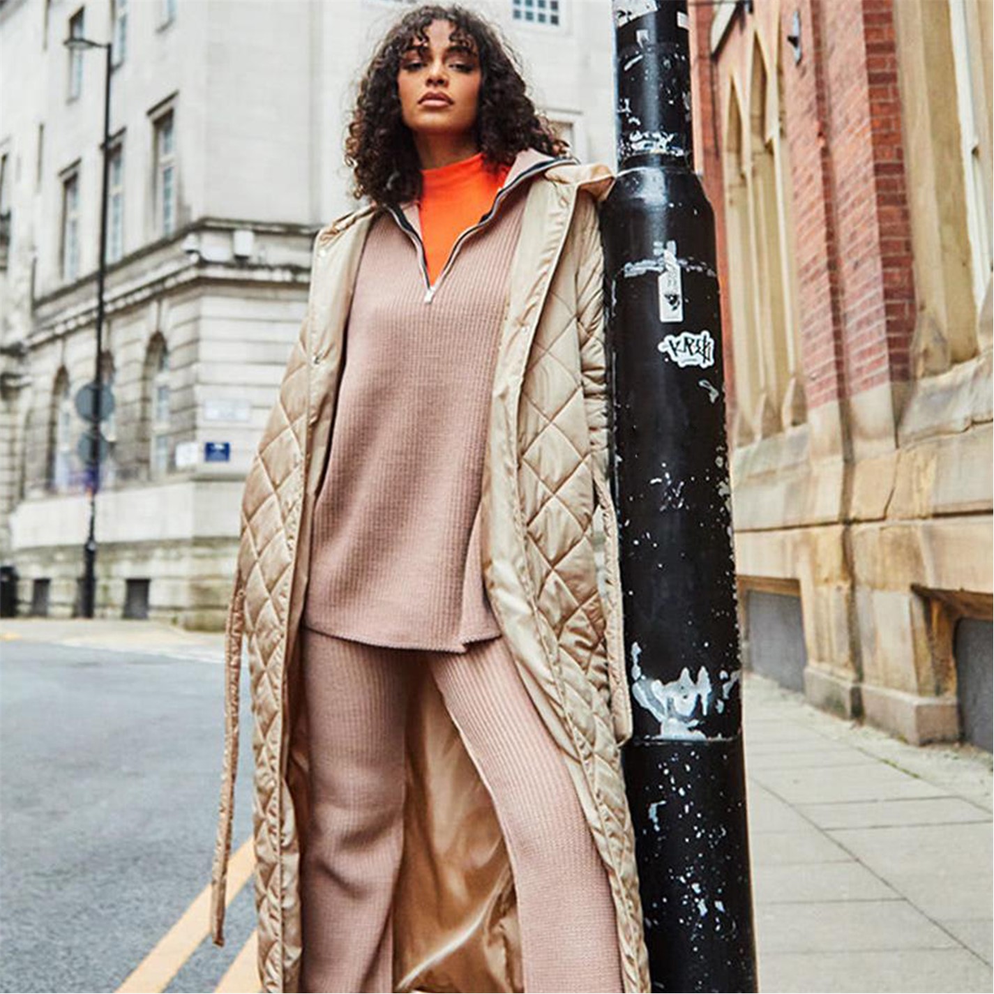 Stone Premium Maxi Length Quilted Coat 