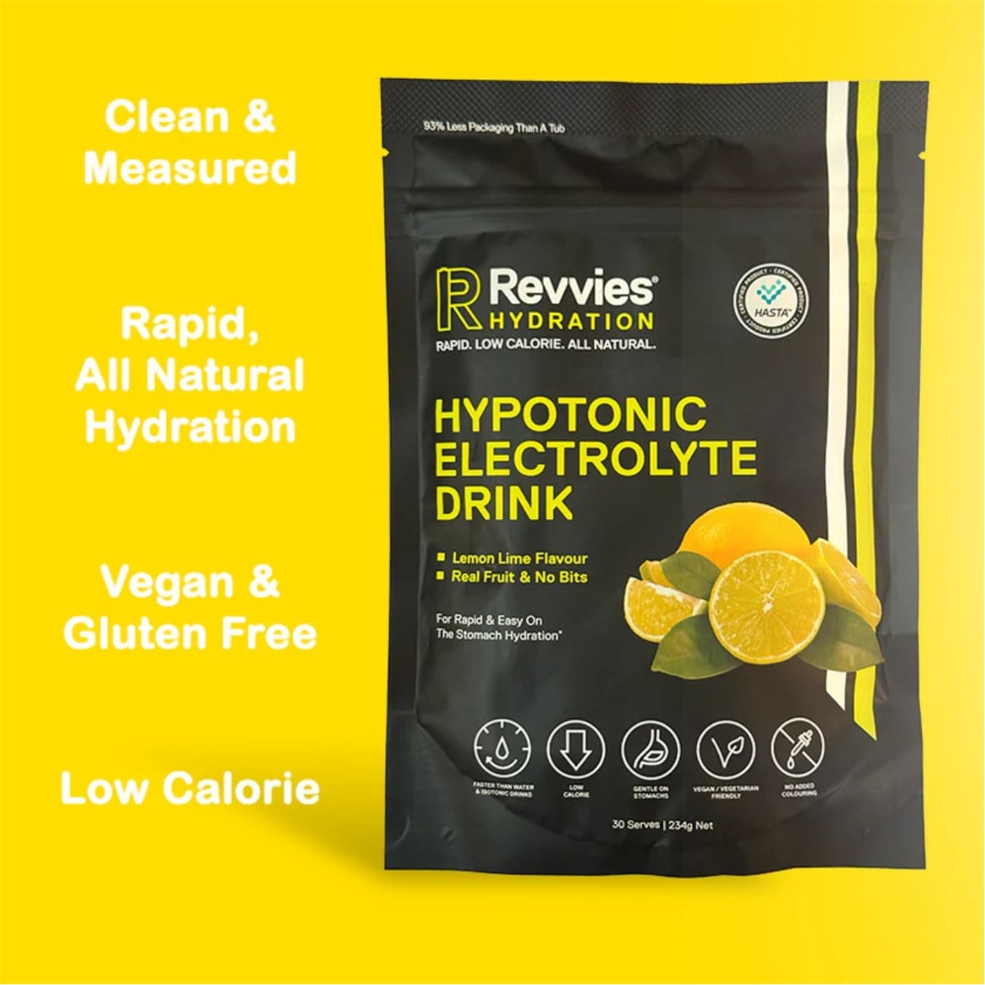 Revvies | Hypotonic Electrolyte Drink - 240g (30 Servings) | Lemon Lime ...