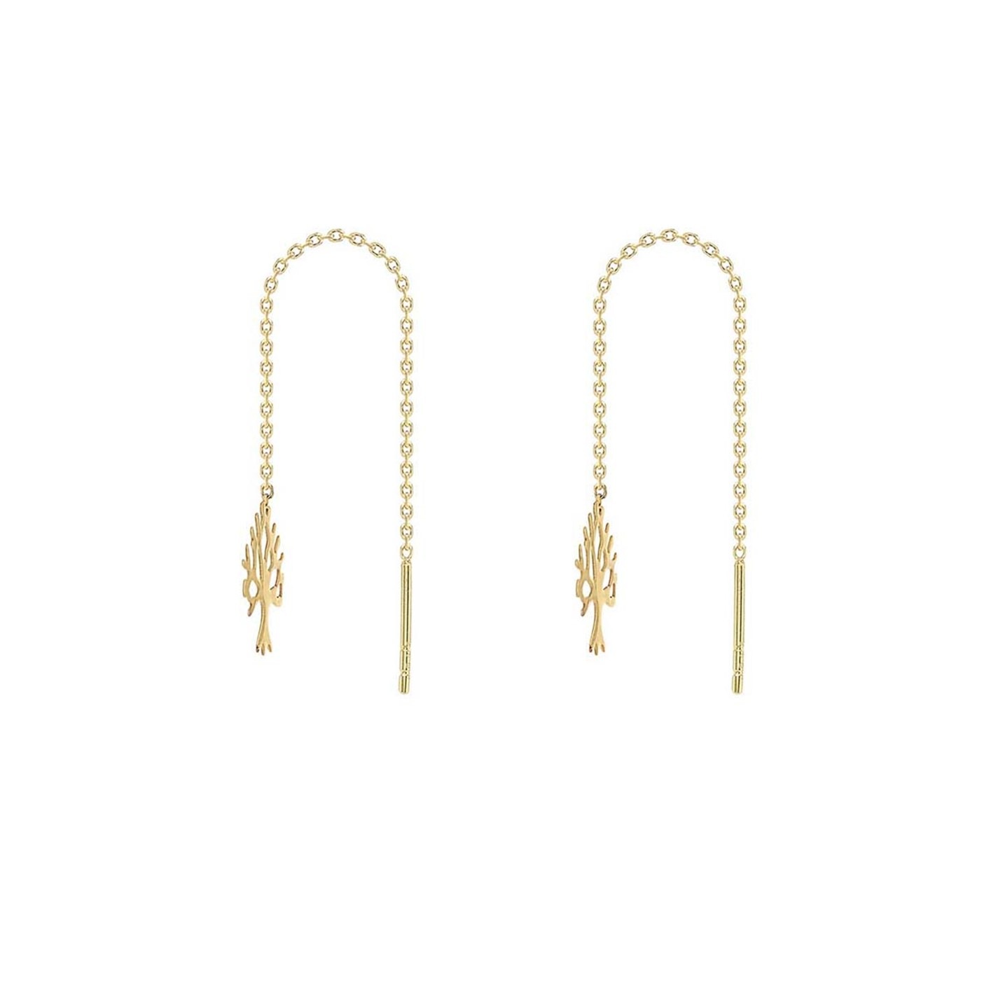 Sterling Silver Gold Plated Moon Pull Through Earrings - Dangle Drop Style