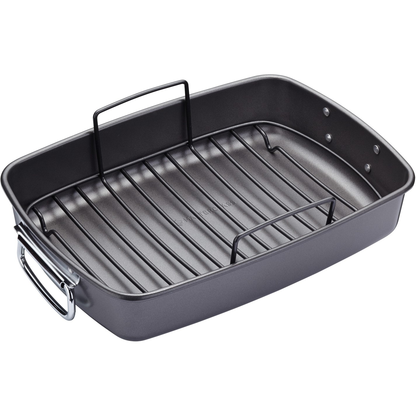 Krafters Non-Stick Roasting Pan 11x15.5" With Rack - Gray Steel Roaster For Turkey & Meals