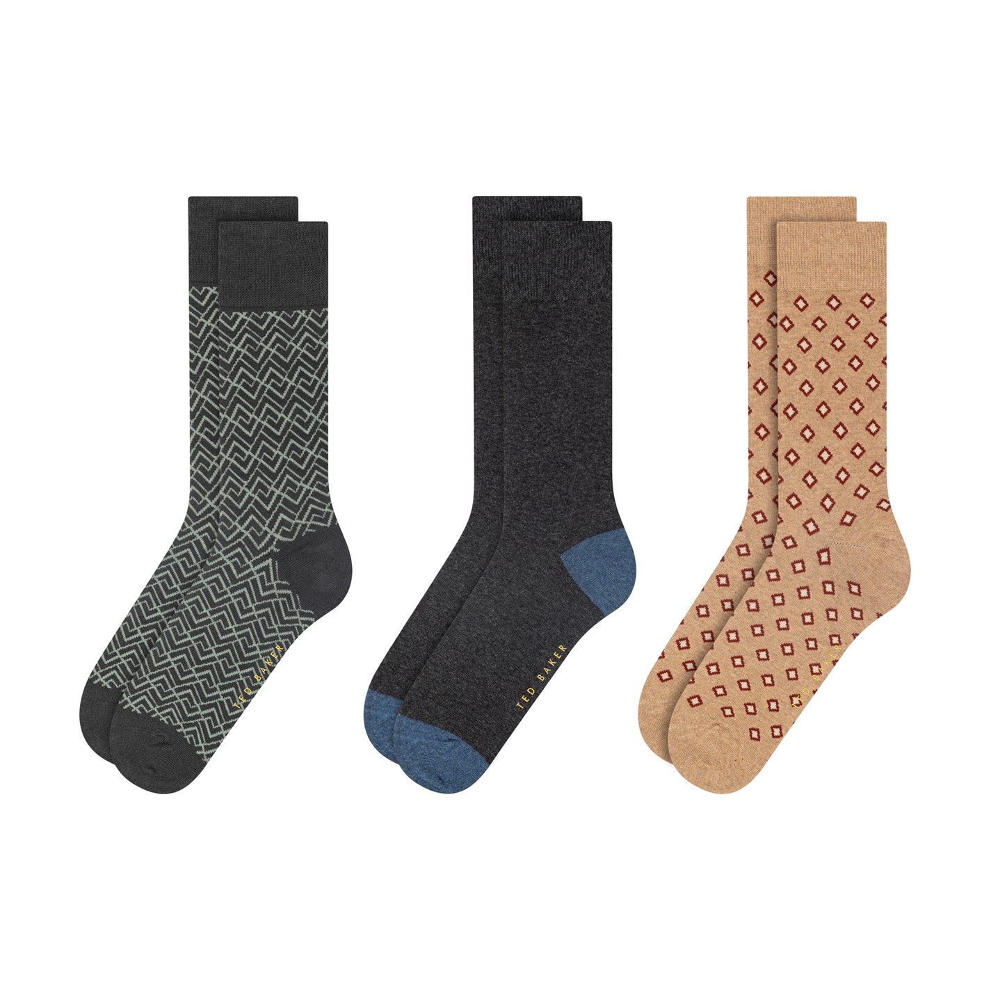 Ted Baker 3-Pack London Mens Black Crew Socks