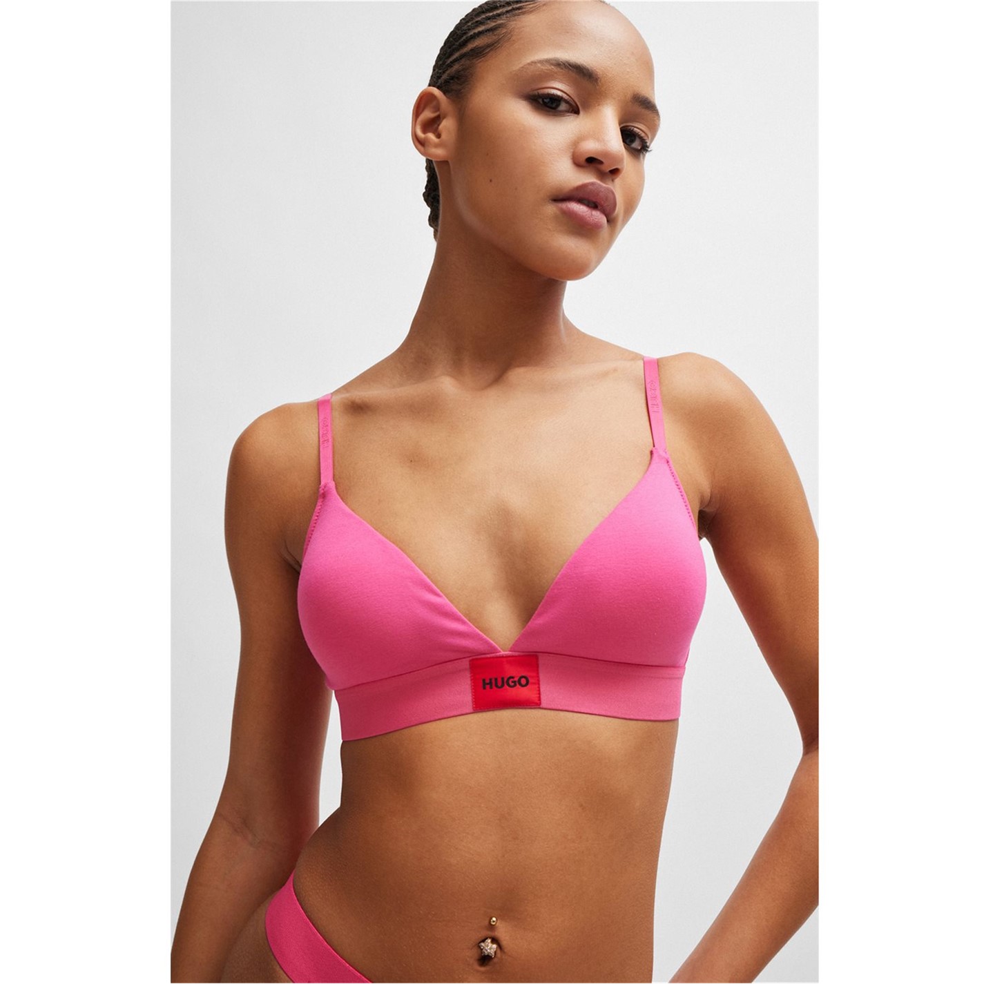 HUGO Women's Bold Logo Cotton Stretch Padded Bralette - Sporty Shape, Fixed Straps, Organic Cotton - View #12