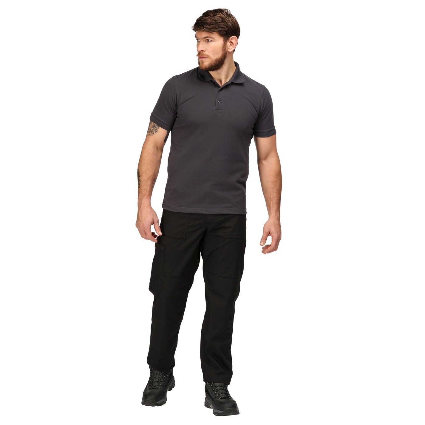Regatta Professional Men's Work Pants With Reinforced Knees - Water Repellent Ripstop Stretch (30L Black)