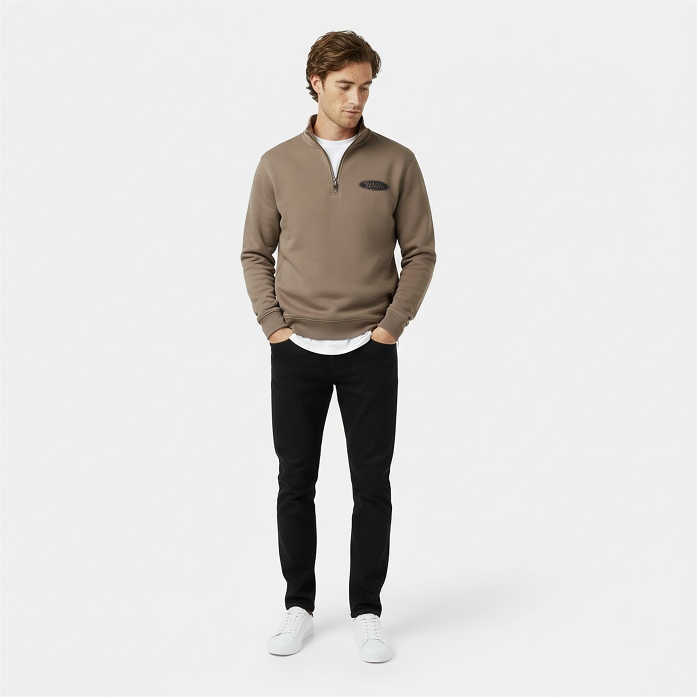 Jack Wills Men's Americano Cotton Long Sleeve Oversized Fit 1/4