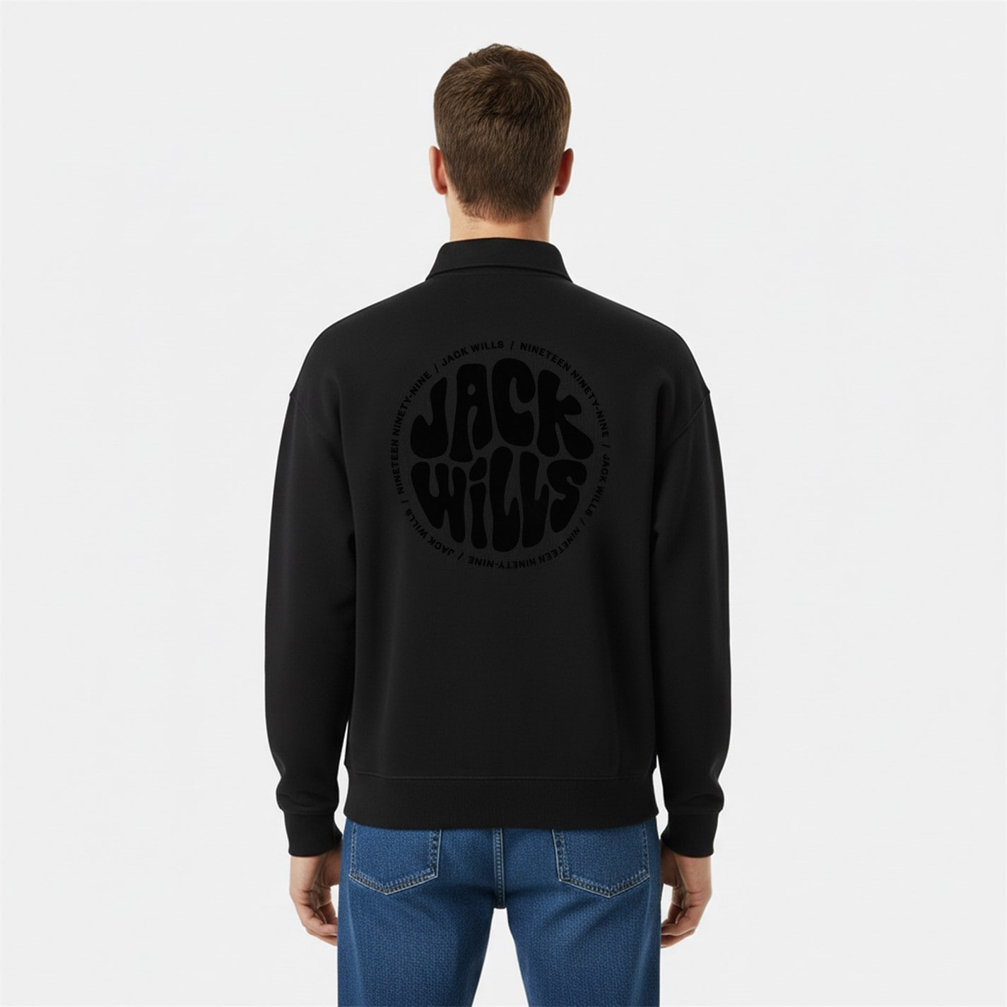 Jack Wills | Slouch Quarter Zip Top | Washed Black | SportsDirect.com