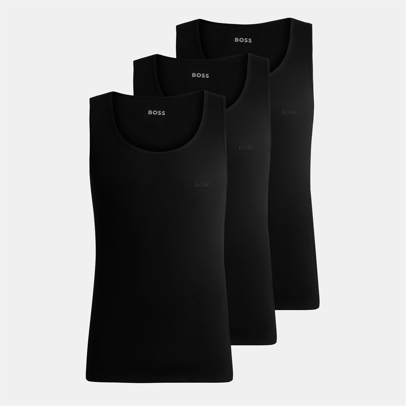 Boss | Men's Classic Ribbed Tank Top 3-Pack, Cotton Construction