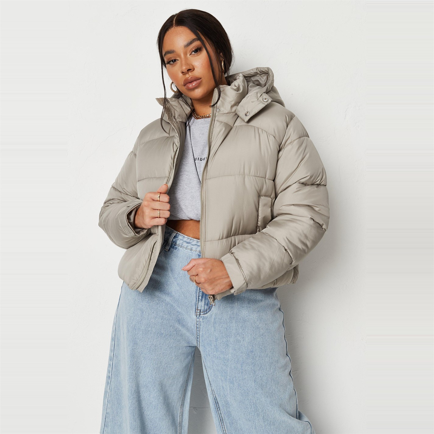 Plus Size Hooded Padded Puffer 