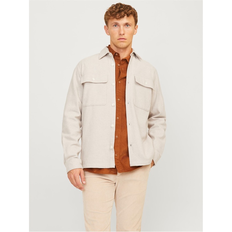 JACK & JONES Jjdarren Camicia Overshirt In Flanella, Uomo, Chiusura Con Bottoni E Tasche