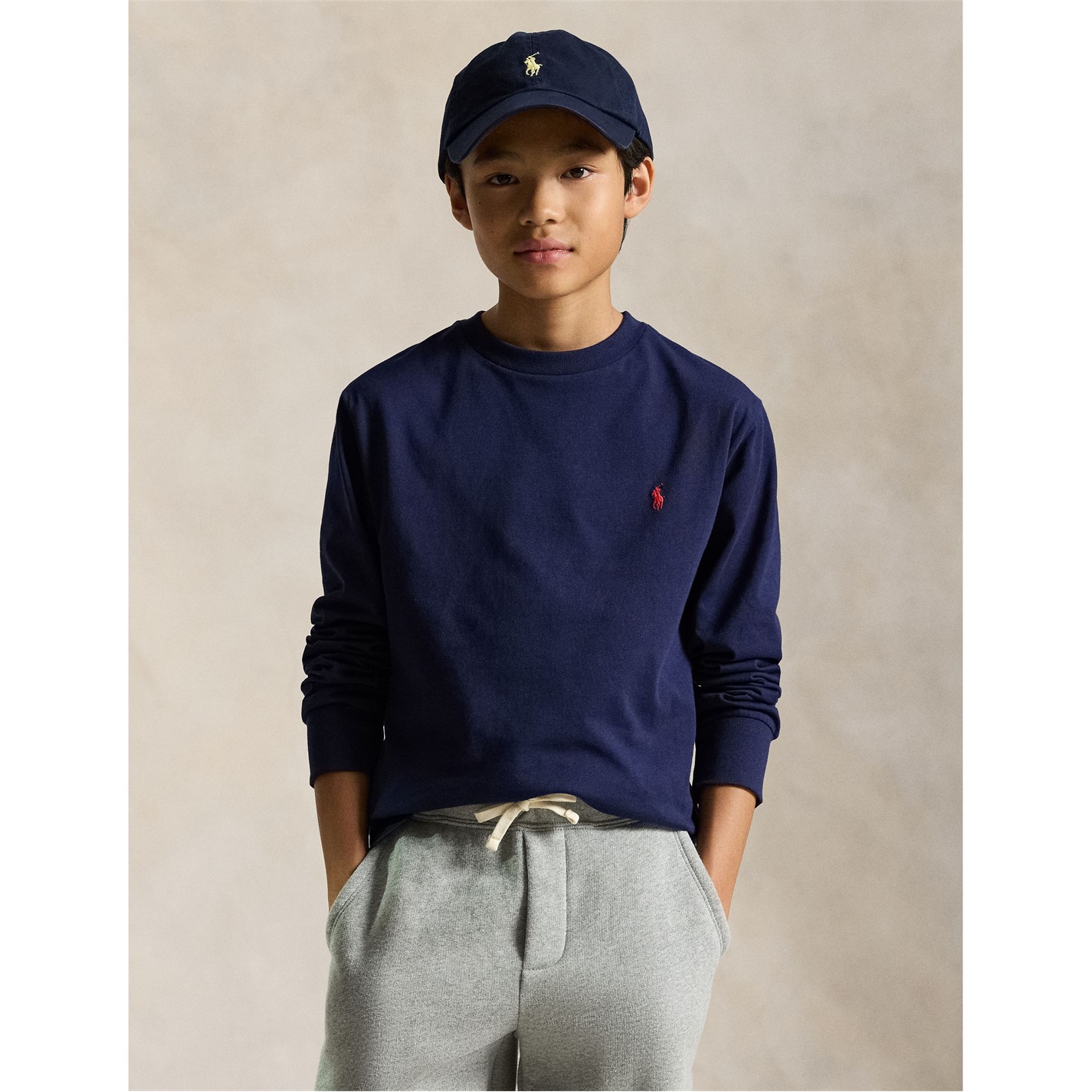 POLO RALPH LAUREN kidsロングシャツ Polo Ralph Lauren Kids' Cotton Long Sleeved T-Shirt, Cruise Navy