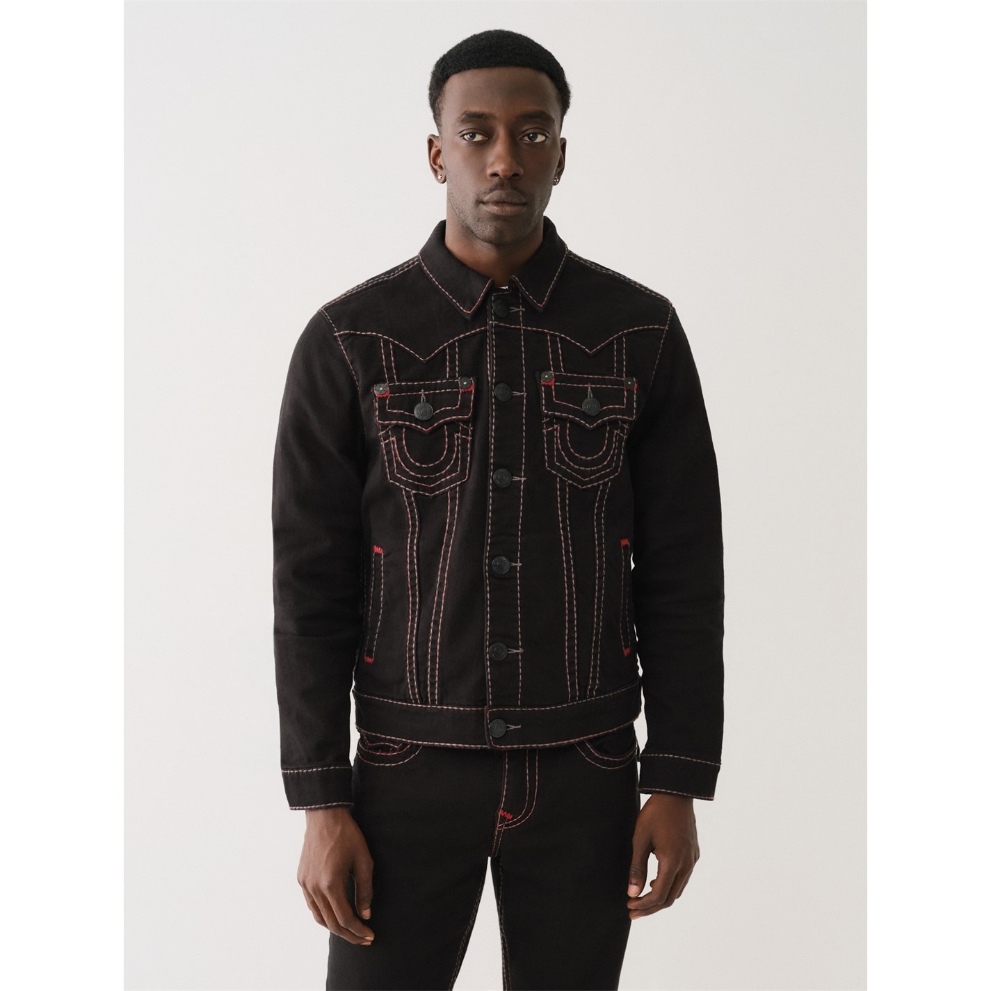 ジャケット・アウター [TRUE RELIGION] JIMMY SHERPA BIG T S True Religion | Men's Jimmy Denim Jacket | 2Sb Black Rinse