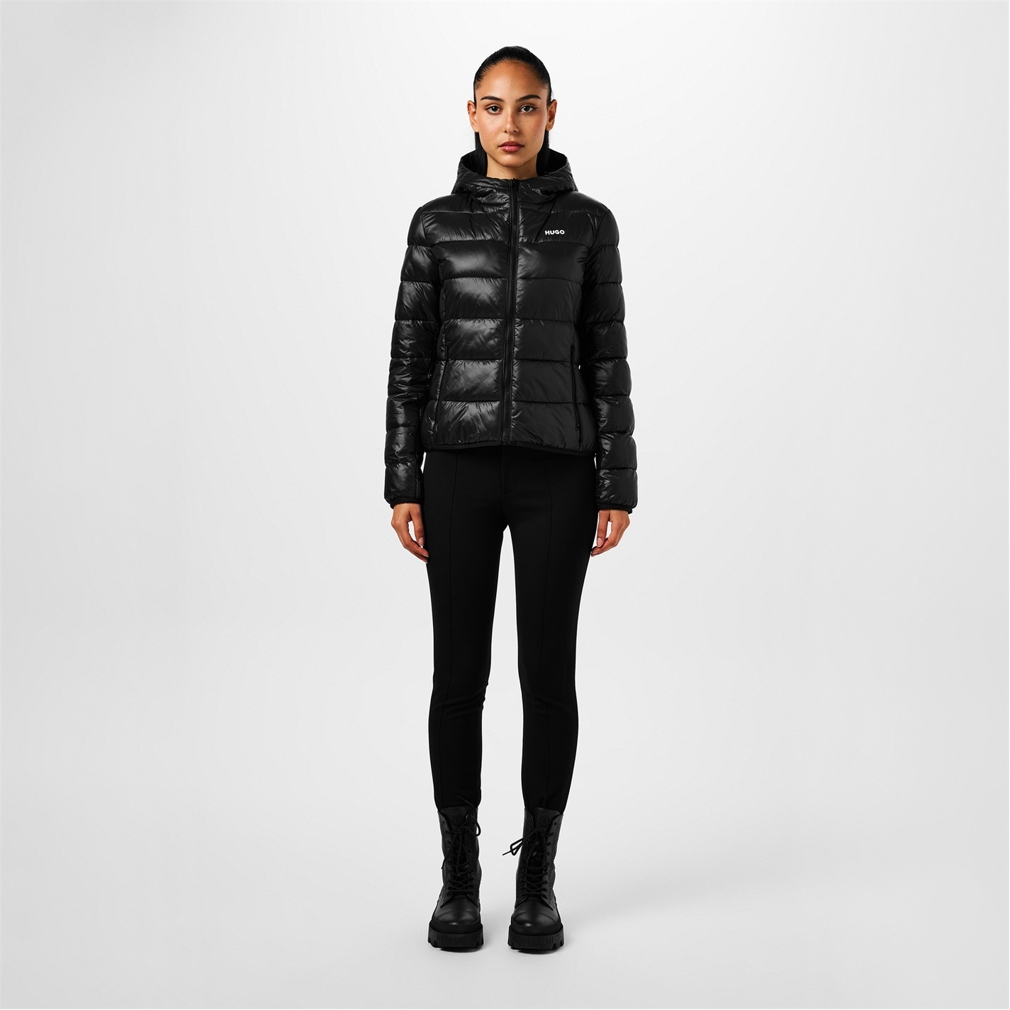 HUGO Felara Cropped Lightweight Short Puffer Jacket in Pink | Lyst UK