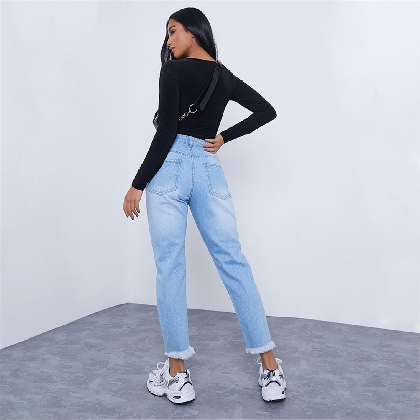 I Saw It First | Petite Basic Ripped Detail Mom Jeans With Frayed Hem | Mom  Jeans | SportsDirect.com