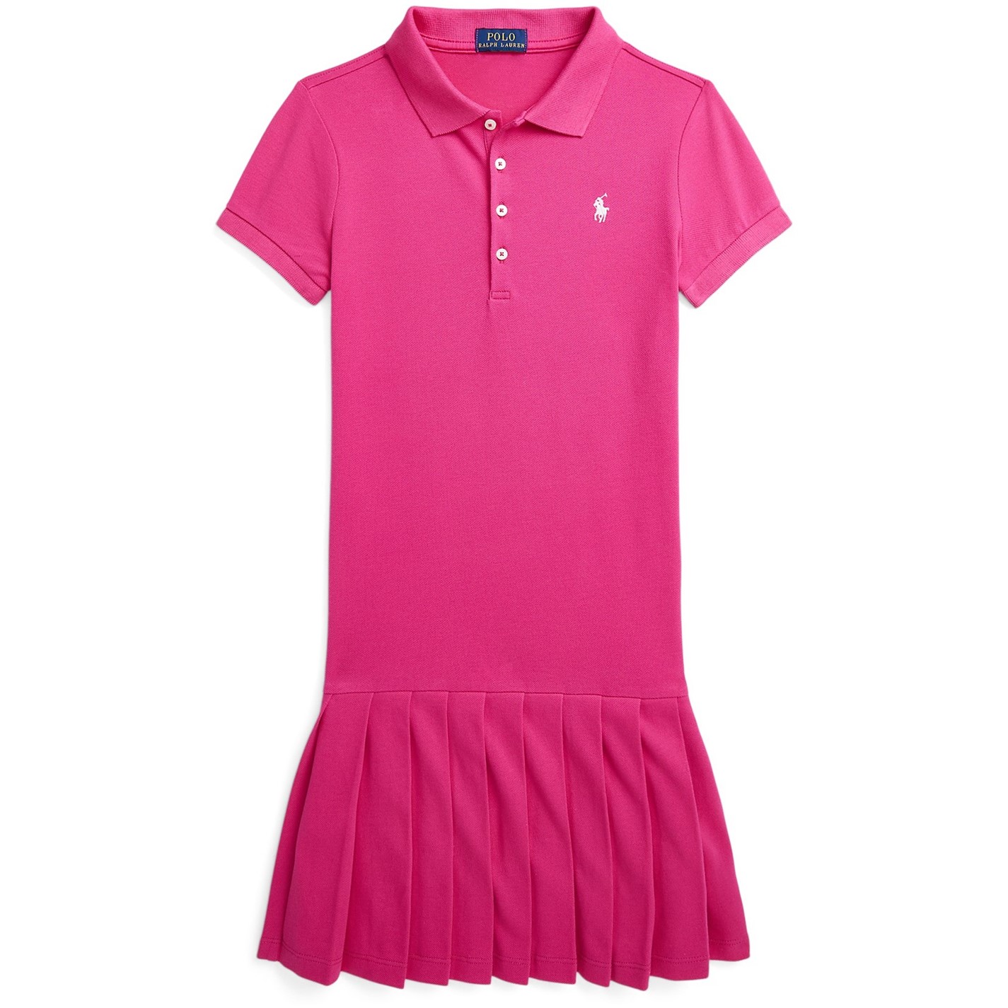 POLO RALPH LAUREN | Pleated Stretch Mesh Polo Dress | Bright Pink |  SportsDirect.com