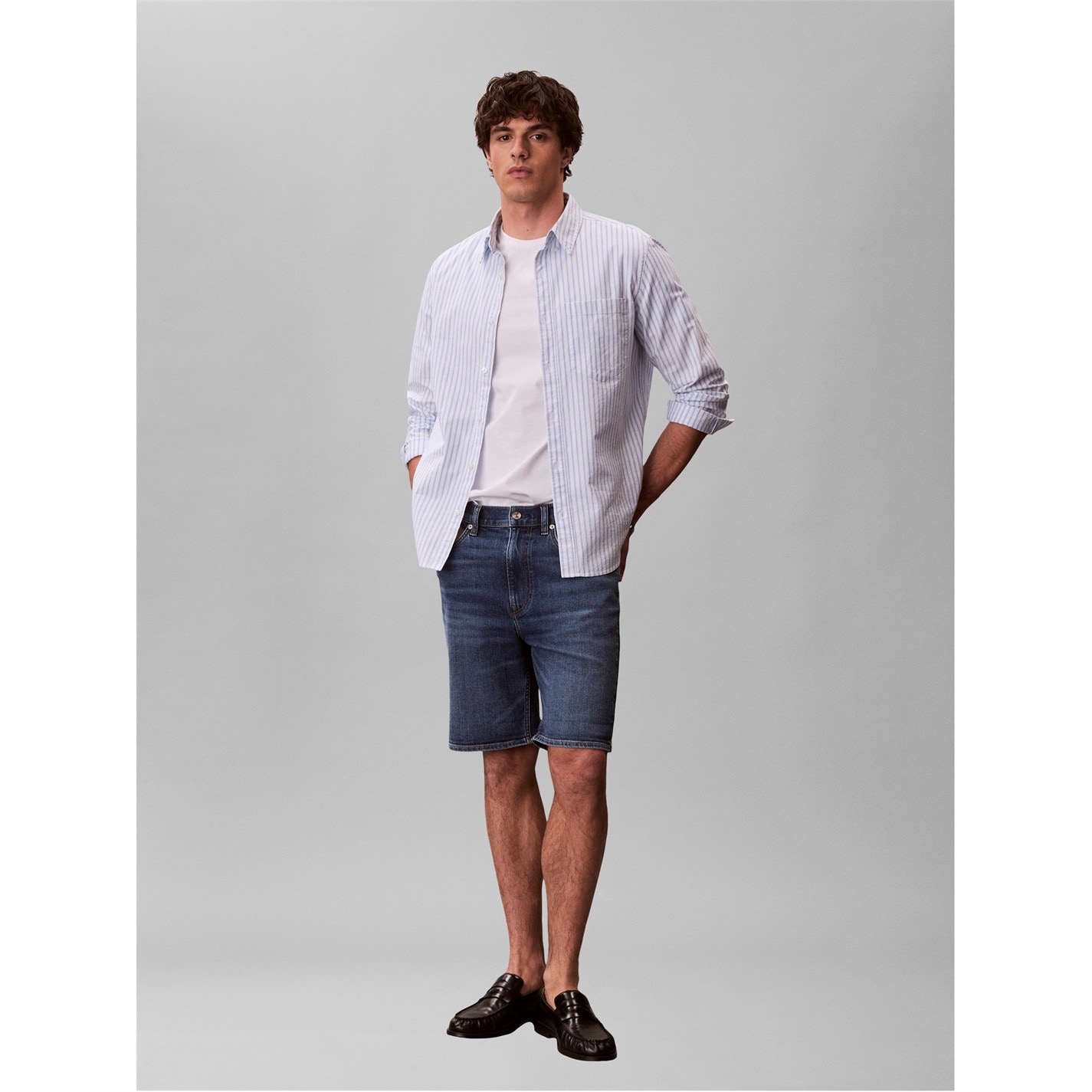 mens denim dress shorts Men's Stretch Fit Regular Jean Shorts Raw Hem Destroyed Denim Shorts Casual Classic Blue Short Jeans (Blue,Small) at Amazon Men's Clothing store