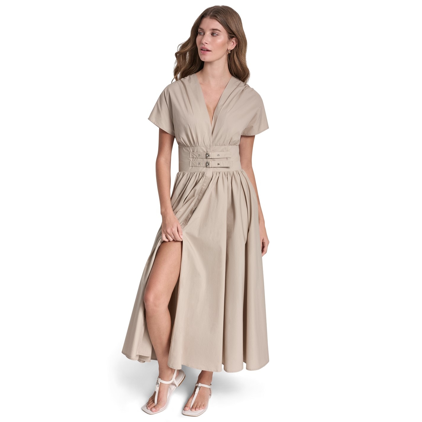 dkny jeans maxi dress DKNY Women's Tiered TANK Maxi Dress in Eggnog