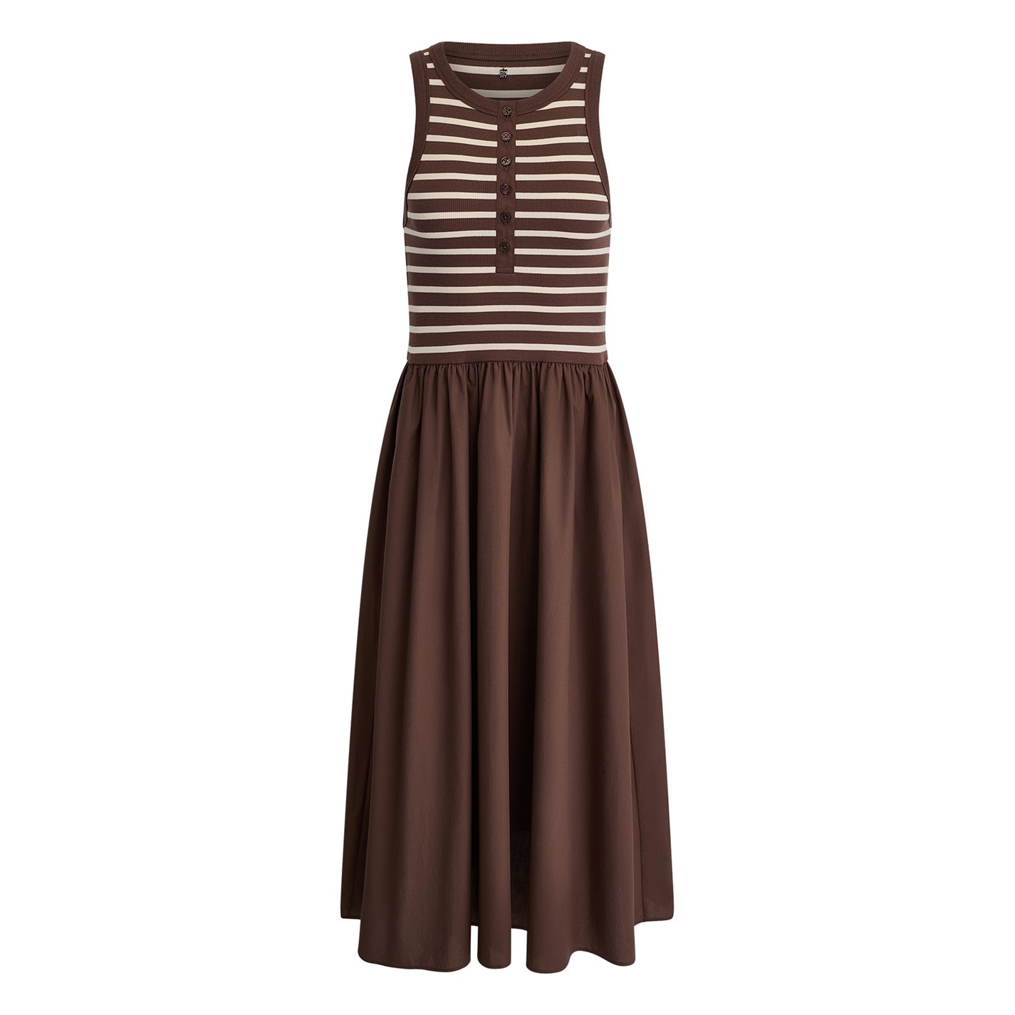 DKNY | DKNY Jeans Rib Henley Tank Dress W/ Poplin Skirt | Chestnu/ Eggnog |  SportsDirect.com
