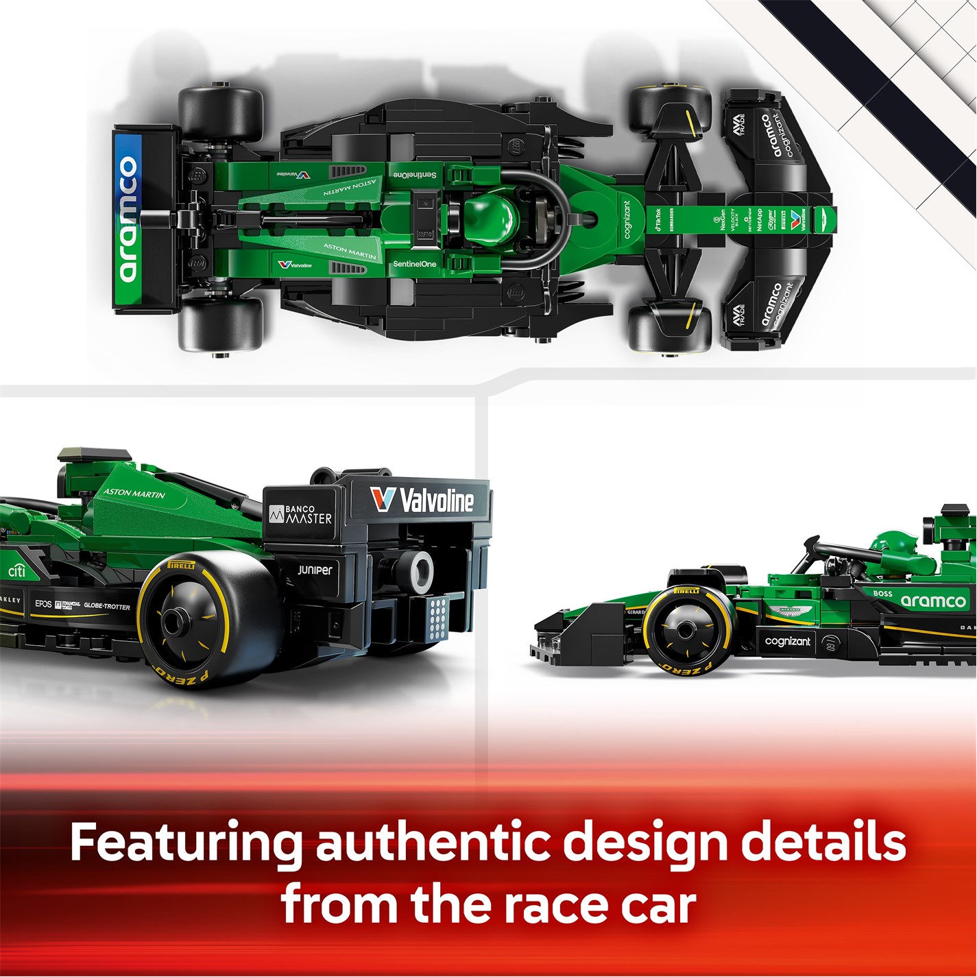 Lloyd Williams / John Alcapone 7インチ LEGO Speed Champions 77245 Aston Martin Aramco F1 AMR24 Race Car