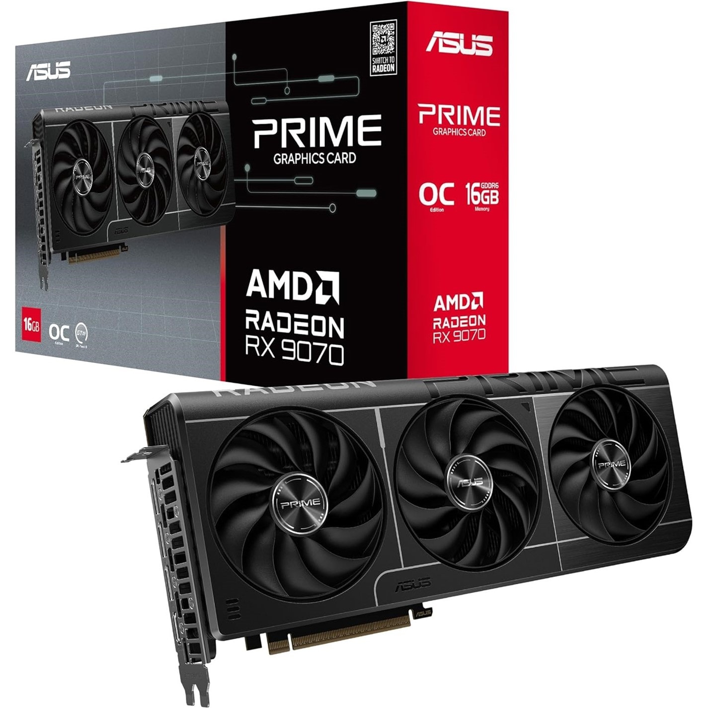 Asus prime radeon rx 9070 evo oc edition | 16gb gddr6 | rdna 4 | 256-bit | 3x axial-tech | 3x displayport 2. 1a 1x hdmi 2. 1b | grafična kartica 1 Asus | asus prime radeon rx 9070 oc edition 16gb gddr6 evo gaming graphics card | black | sportsdirect. Com slovenia
