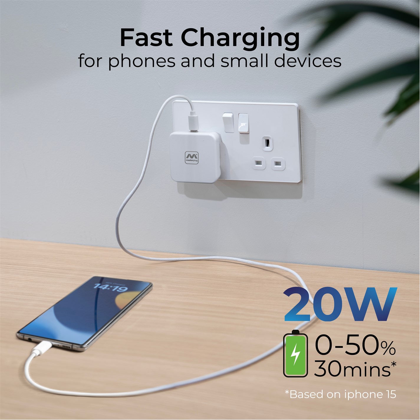 Masterplug | Masterplug Charger Plug USB 1 x Type C White 20W | White ...