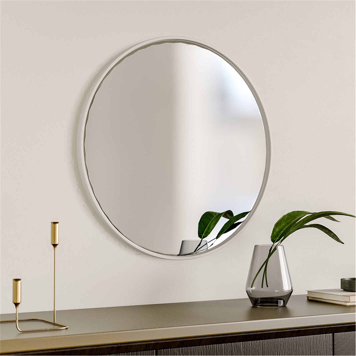 Cottonfy UK | White Round Wall-Mounted Bathroom Mirror 40cm | White ...