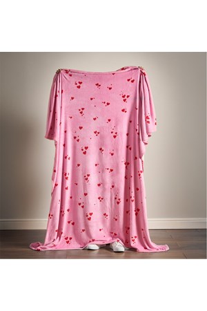 Catherine Lansfield Rainbow Hearts Cosy Fleece Eenpersoons Hoeslaken Roze - 90x190 Cm