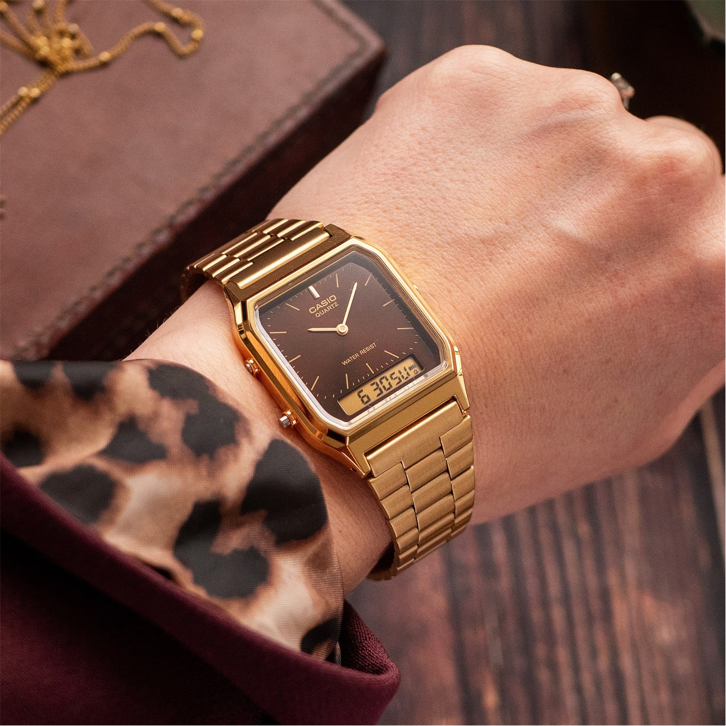 slim fit dress slacks Casio Classic Gold Steel Analogue-Digital Unisex Watch main image 1