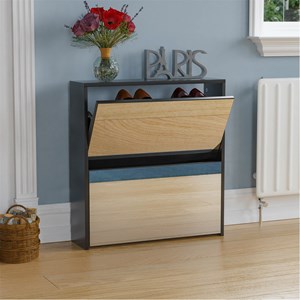 Armoire à Chaussures 3 Tiroirs Avec Miroir Vida Designs – Meuble Rangement Blanc, Design Moderne, Dimensions 100x62x16 Cm, En Panneaux De Particules, à Monter Soi-même