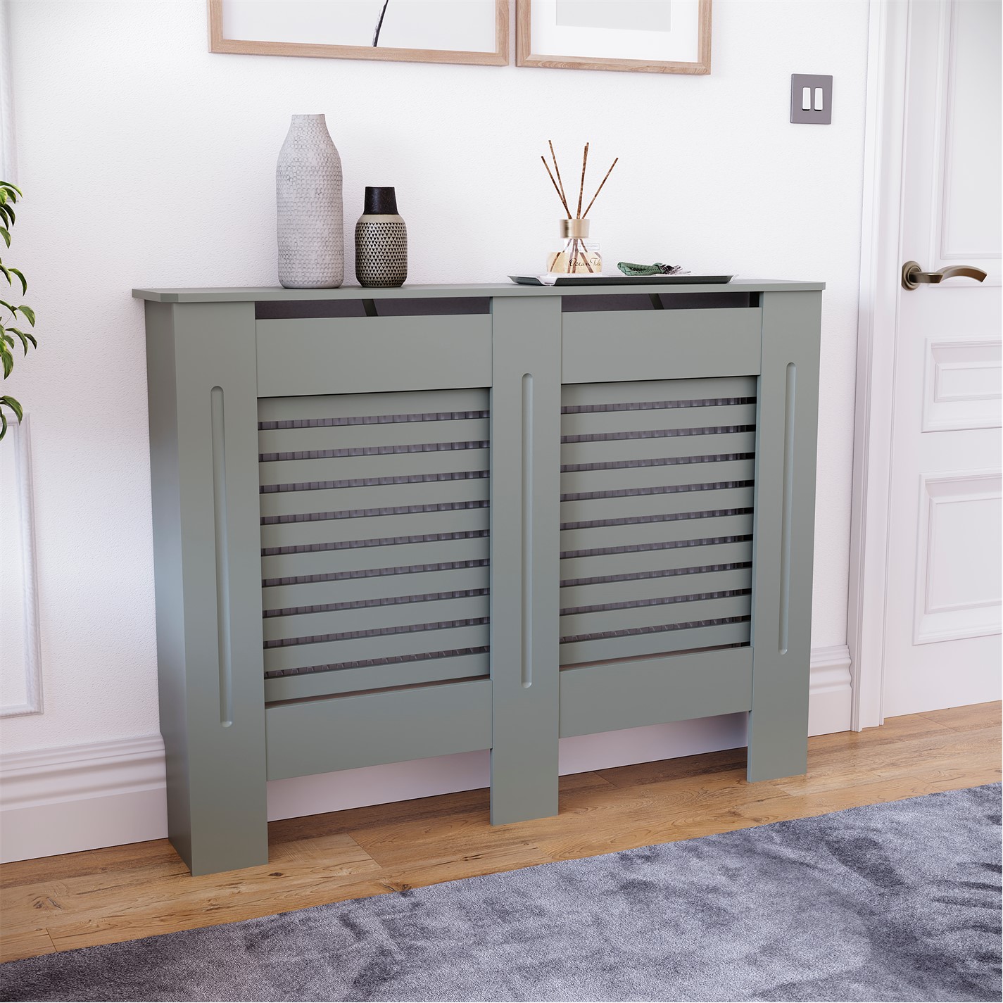 Cache-Radiateur Milton Blanc MDF - Étagère Supérieure - Extra Large - Vida Designs