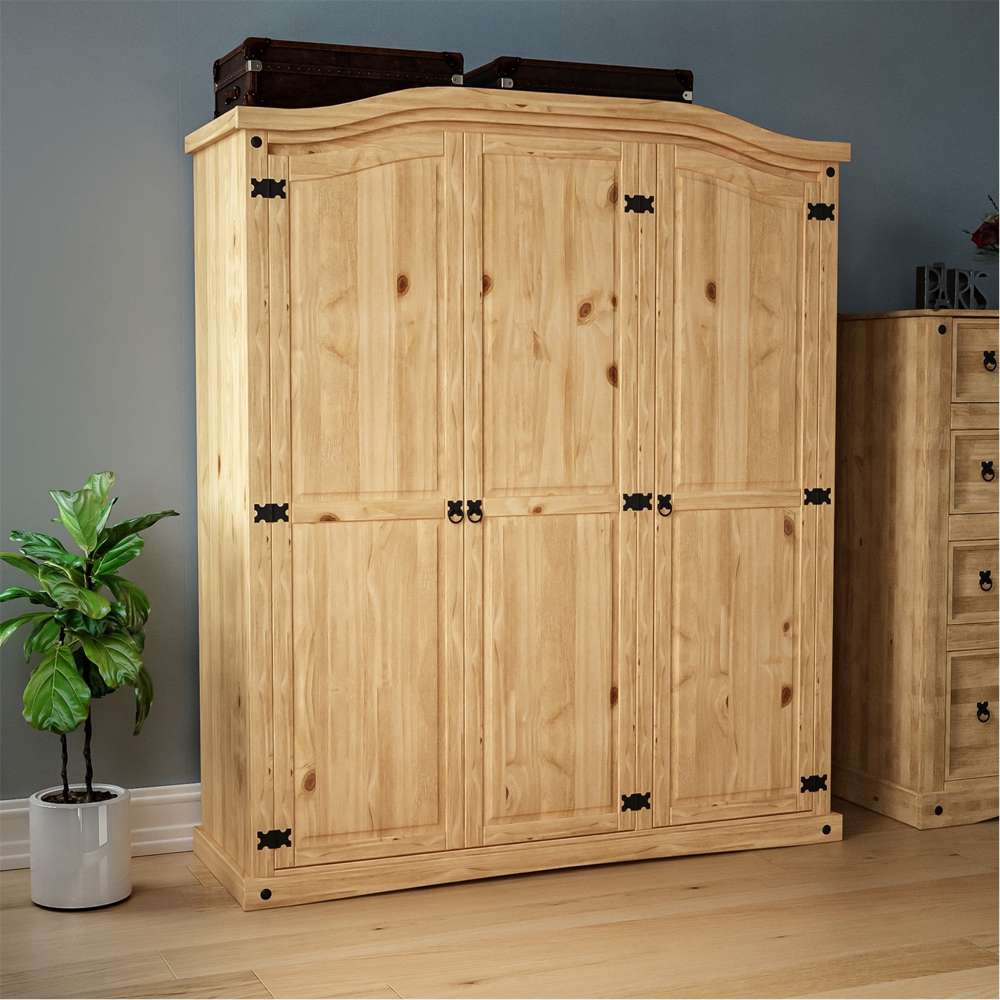 Libreria Bassa In Pino Massello Vida Designs – Stile Messicano, 3 Ripiani + Cassetto, 107x75x29 Cm, Mobile Contenitore Rustico