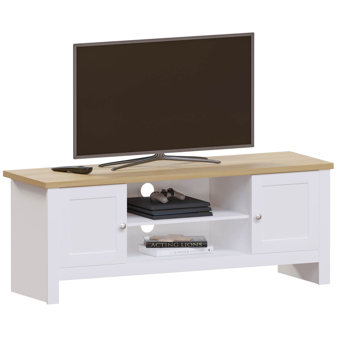 Vida Designs Arlington Consolle con 2 Cassetti, Legno Ingegnerizzato, Grigio e Quercia, H 74 x W 80 x D 30 cm
