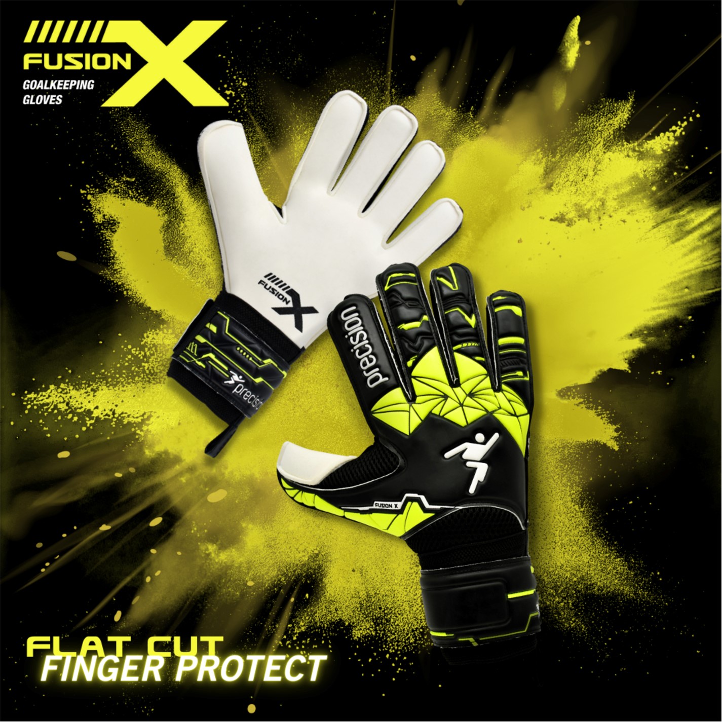 thumbnail image 2 of Precision Training Fusion X Goalkeeper Gloves - Flat Cut Finger Protection For Junior Players 2 of 14