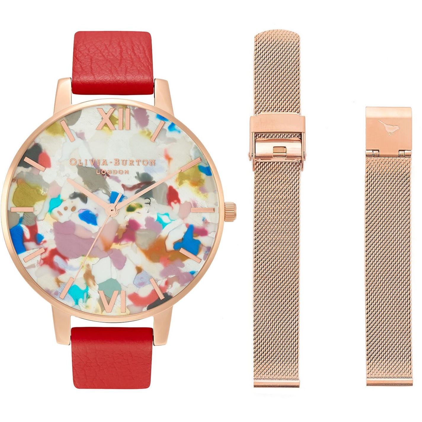 Olivia Burton Dames analoog Japans kwartshorloge met lederen band OB16MDW21