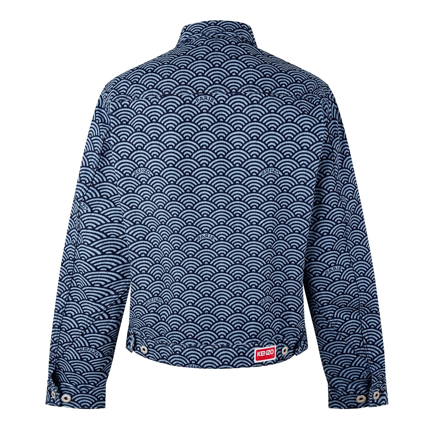 KENZO | Men's Seigaiha Wave Pattern Structured Denim Jacket | Blue ...