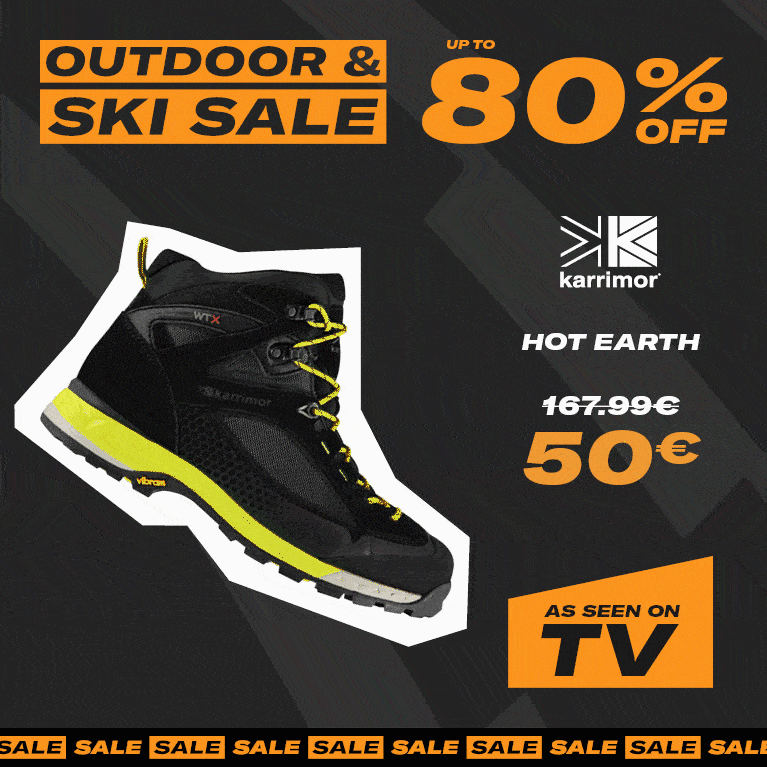 Save up to 80% on outdoor from the likes of Karrimor, Nevica, Merrell and Salomon