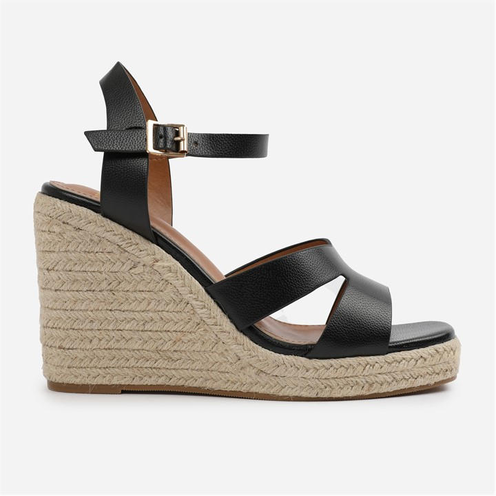 Wheres That From Women's Black Pu Sansa Wedge Shoes Size 5
