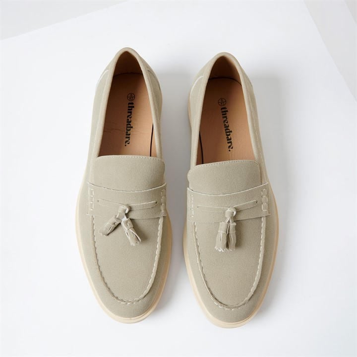 Threadbare Men's Beige Faux Suede Tassel Loafers in Size 9, Sports Direct