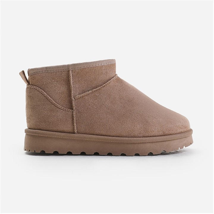 Wheres That From Women's Beige Camel Faux-Suede Maple Faux Fur Slipper Boots in Size 4, Sports Direct