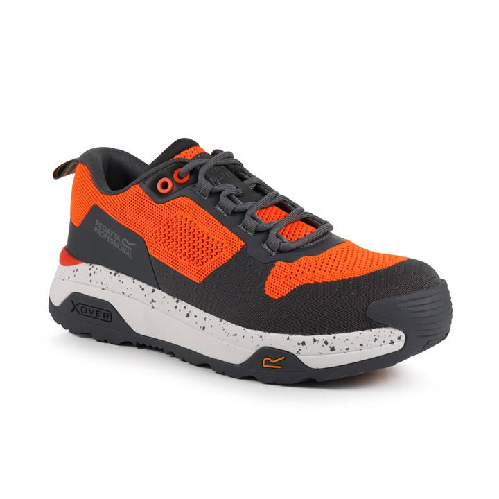 Regatta  Flame Orange Gun Metal Mens Crossfort Safety Trainers in Size 11, Sports Direct