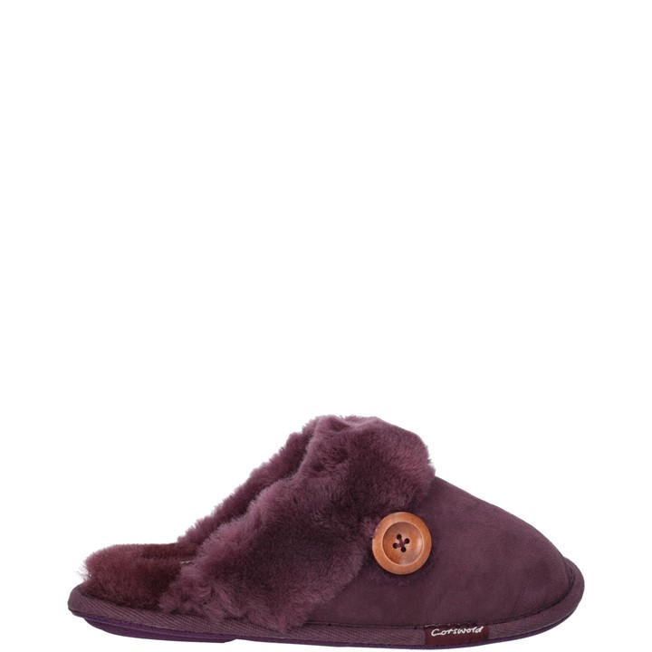 Cotswold Women's Purple Lechlade Sheepskin Mule Slipper in Size 3, Sports Direct