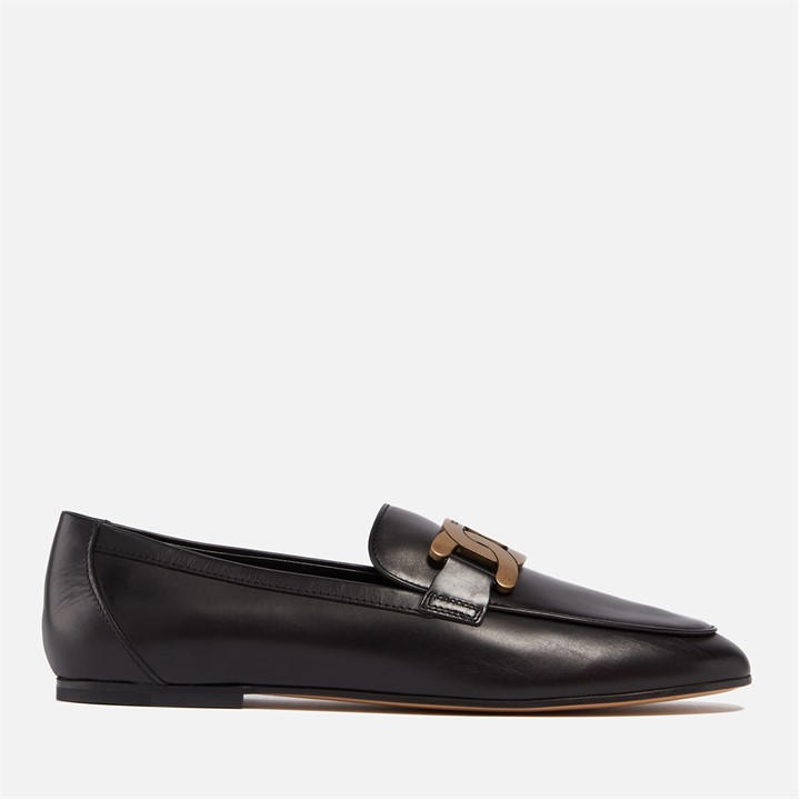 Tods Women's Black Chain Leather Loafers